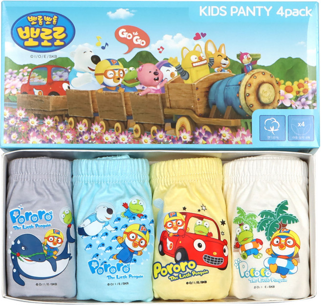 키즈라인 뽀로로 남아용 순면 삼각팬티 4종 세트