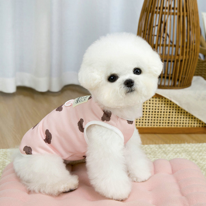 파스텔펫 반려동물 복실 곰돌이 티셔츠, 핑크, 1개