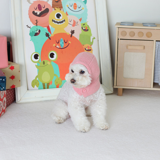 에이미러브즈펫 강아지 DE 바라클라바 니트 모자, 핑크, 1개