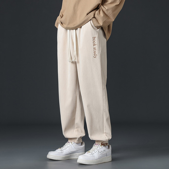 스타빈 남성용 코듀로이 자수 조거팬츠