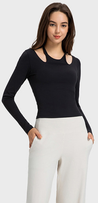 디멜디 여성용 라틴댄스 슬림핏 스퀘어넥 티셔츠