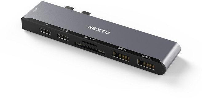 넥스트유 맥북 프로/에어 전용 듀얼 USB Type-C 7 in 1 멀티 어댑터, NEXT-2275TC2-4K, 1개