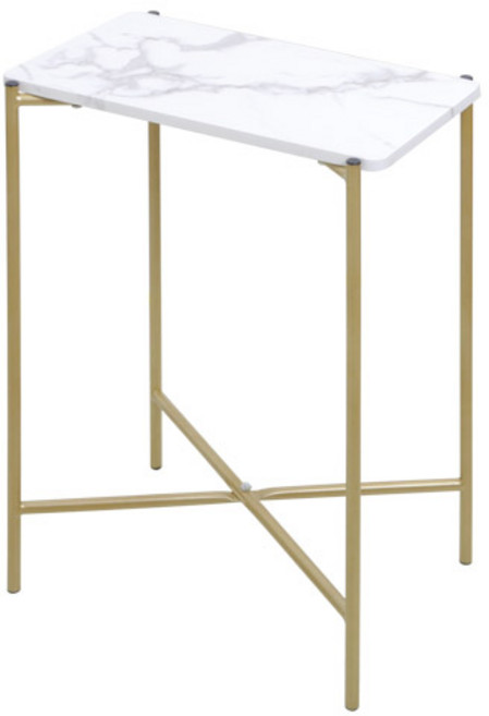 모노먼트 조립식 대리석무늬 직사각 사이드 테이블, 화이트