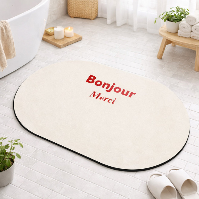 하우블리 컬러데이 욕실 화장실 빨아쓰는 규조토 발매트 40 x 60 cm, 베이지, 1개