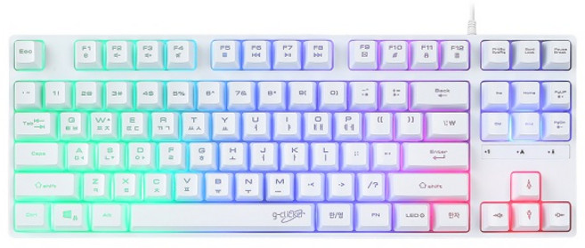 지클릭커 슈퍼히어로 저소음 RAINBOW LED 87 유선 텐키리스 게이밍 키보드, WHITE, G3 PLUS, 제조사축