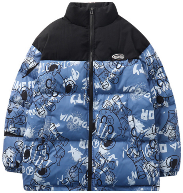 아울스 남성용 힙스타일 컬러풀 배색 아웃도어 패딩 M7335