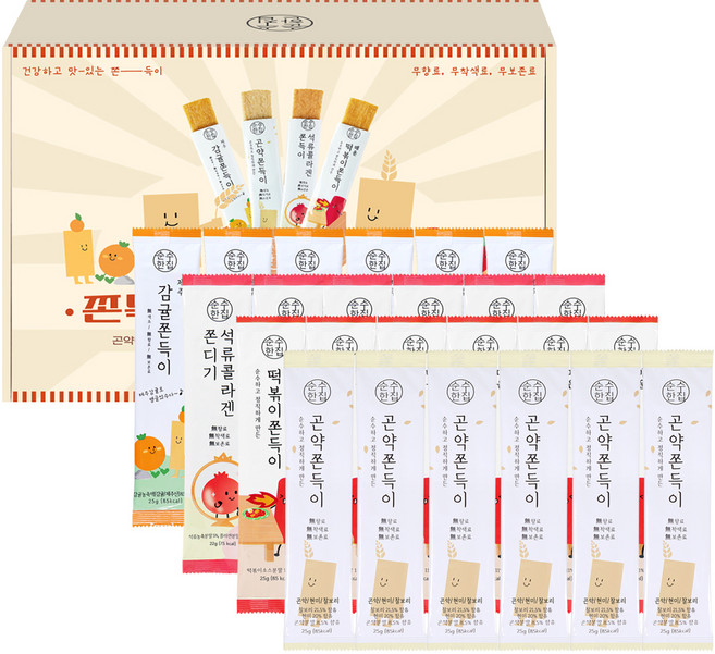 순수한집 곤약쫀드기 쫀득이 4종 x 6p 세트, 600g, 1세트