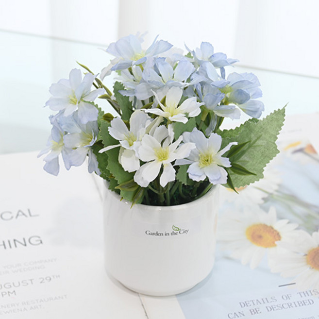 도시정원 체리 데이지 조화 소품, 블루, 1개