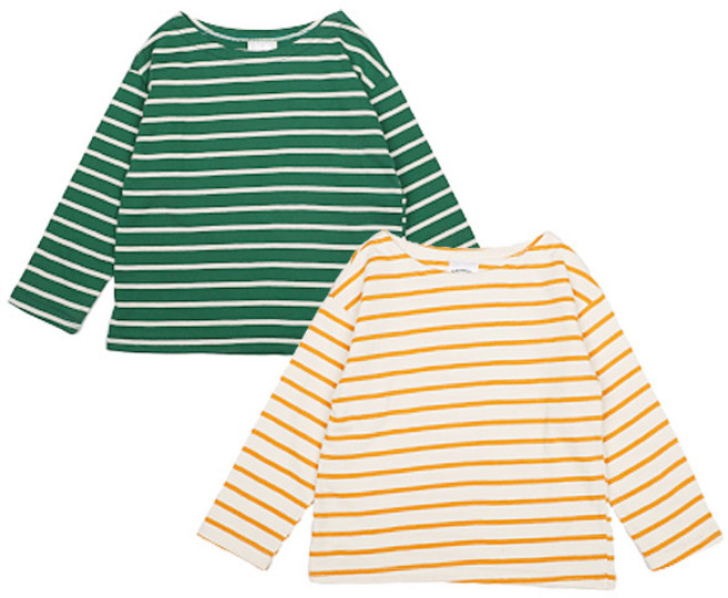 레인보우키즈 유아동용 롤리팝 단가라 긴팔 티셔츠 2종 세트