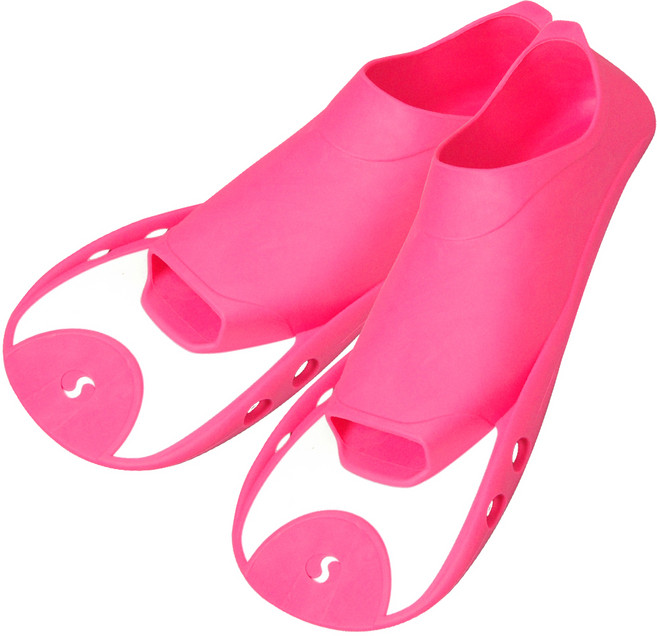 살바스 F5 숏핀 오리발 양발착용, 분홍 + 흰색