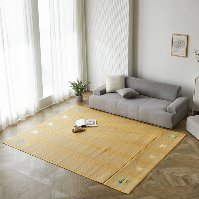 HanilMedical 5단 접이식 왕골자리, 골드