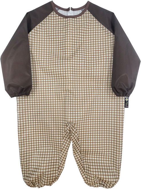 플리에 아동용 전신방수가운 배색형, 브라운체크