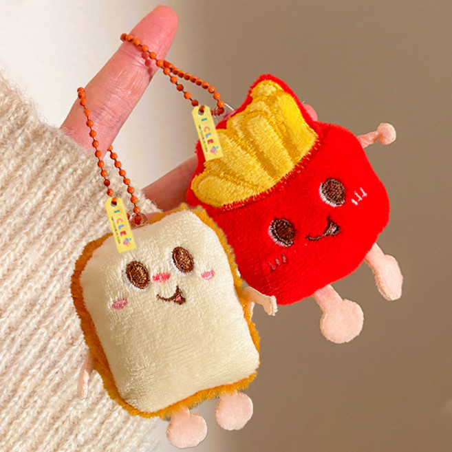 아이끌레 포켓 미니 인형 키링 2종 세트, 8cm, 토스트, 포테이토, 1세트