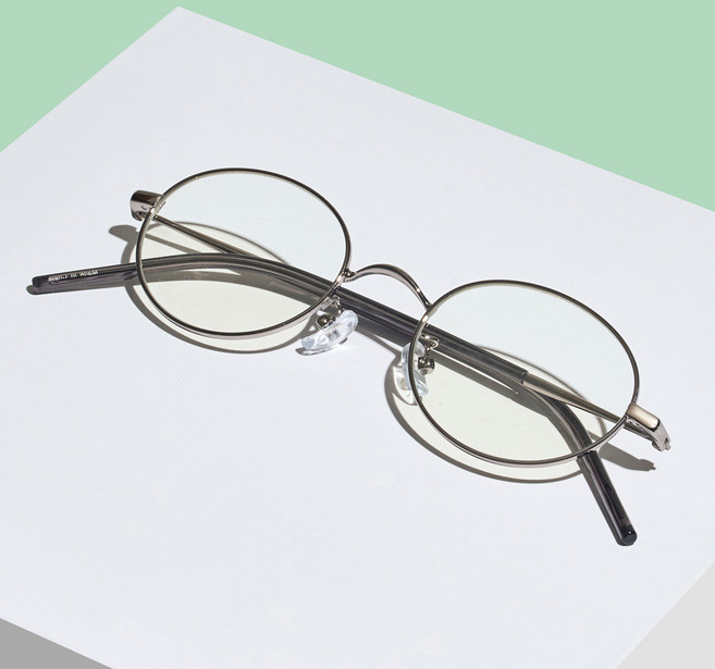멜라크메 데일리 슬림 라운드 메탈 블루라이트 차단 렌즈 안경 5687