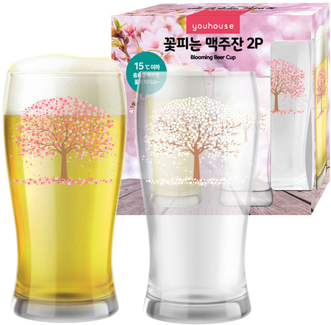 유하우스 꽃피는 맥주잔 2p, 4세트
