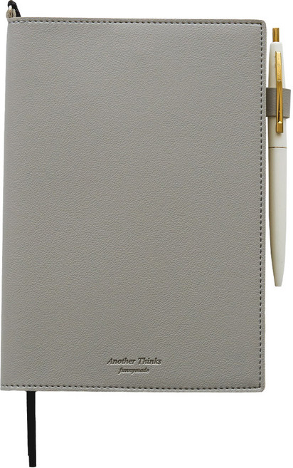 퍼니메이드 오브제 가죽 만년 다이어리 + 볼펜 세트, 라이트그레이, 1세트