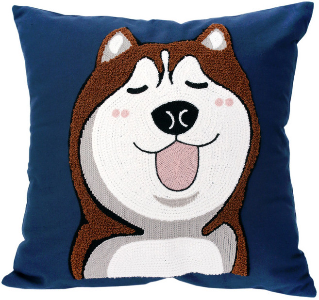 해피툴 건방진 댕댕이 자수쿠션 커버 + 솜포함, 혼합색상