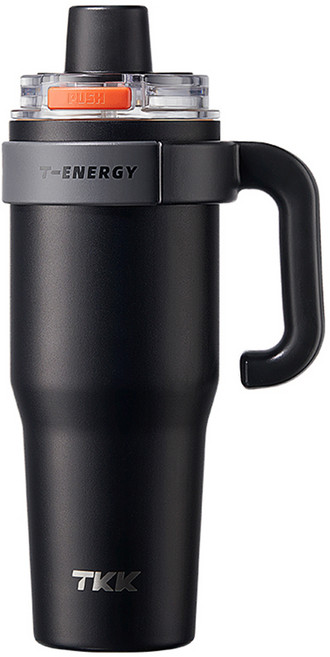 TKK 跳跳超霸杯 冰壩杯大容量 陶瓷內膽 內含泡茶神器 長效保溫, 黯夜黑, 1200ml, 1個