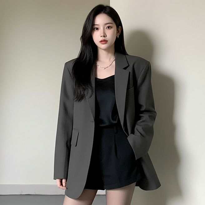 마켓피아 여성용 봄가을 블레이저 데일리 정장 자켓