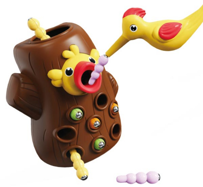 조이키즈 부리로 콕콕 먹이주는 딱따구리 감각놀이 애벌래 먹이주기, 1개, 혼합색상