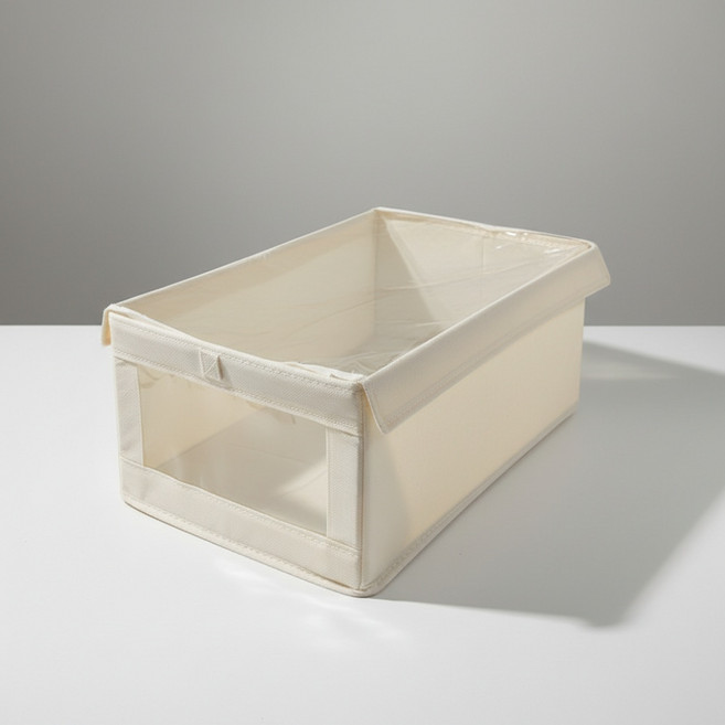 앞날창창 패브릭 수납 정리함 커버 부직포, 베이지, 2개