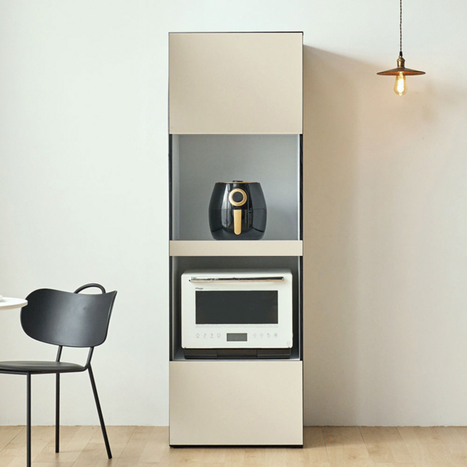 엘리에셀 비스포크 오브제 광폭 멀티진열장 키큰 다용도 선반 틈새 수납장 600 방문설치, 올베이지, 4단