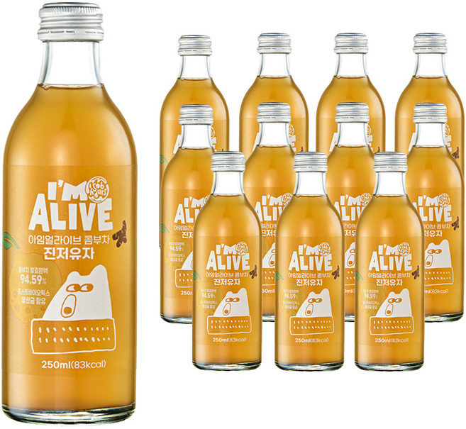 아임얼라이브콤부차 진저유자, 12개, 250ml
