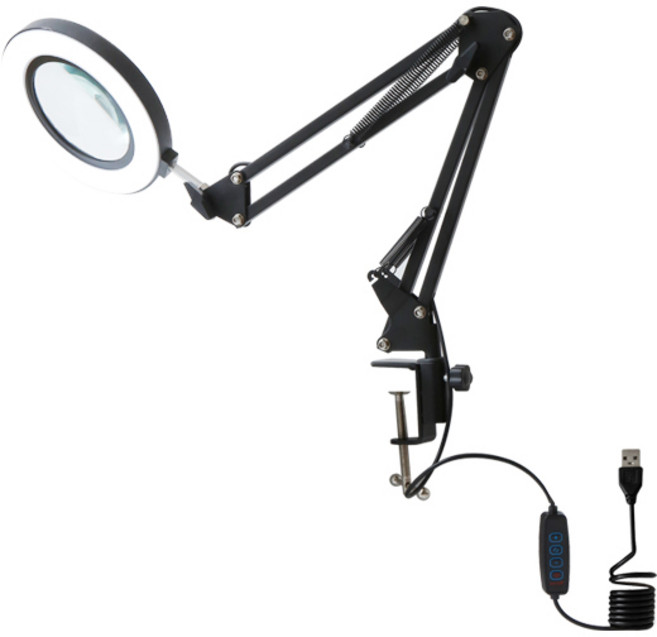 ETSHOP LED 大型立式放大鏡環形燈 黑色, 1個