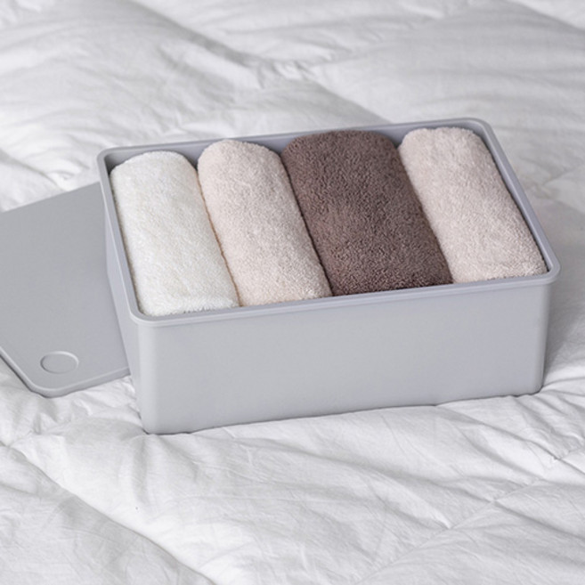 이즈리빙 칸칸칸 속옷 정리함, 1칸, 그레이 + 그레이뚜껑, 1개