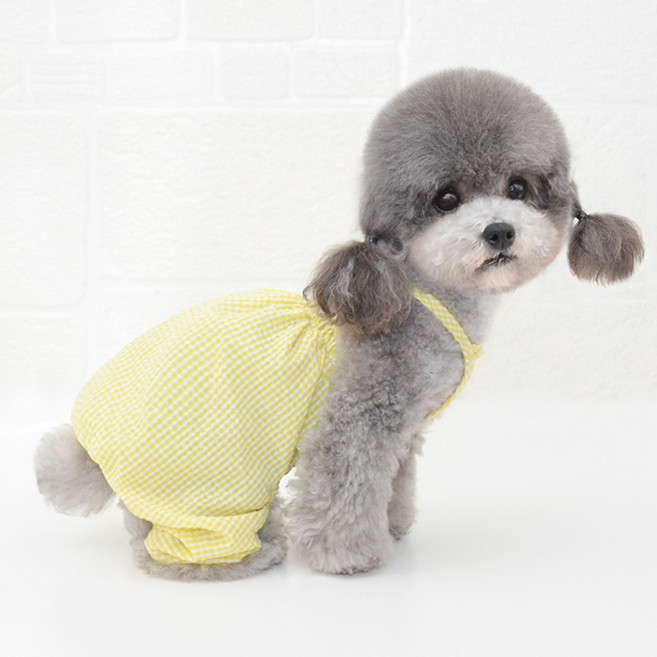 마켓에이 민소매 호박 치마바지 강아지옷, 옐로우, 1개