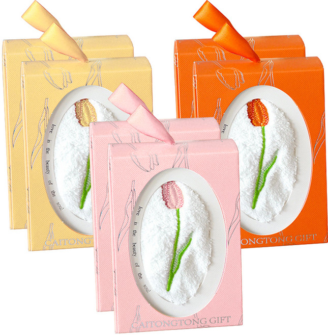 튤립 고리 주방 타올 단체 선물 답례품 수건세트, 혼합색상, 6개