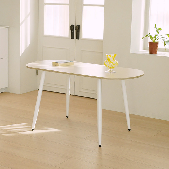 슈에뜨메종 LPM 타원형 낮은 식탁 소파 테이블 1200 x 600, 웜베이지, 4인용