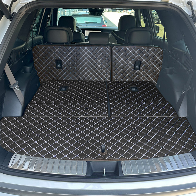 아이빌 자동차 트렁크매트 풀세트, 팰리세이드 LX3 2025년형 9인승 자동폴딩, 블랙 + 블루스티치