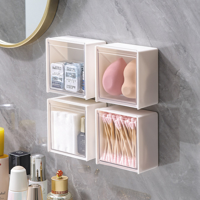 솔브리빙 무타공 부착식 미니 수납 케이스, 4개, 화이트