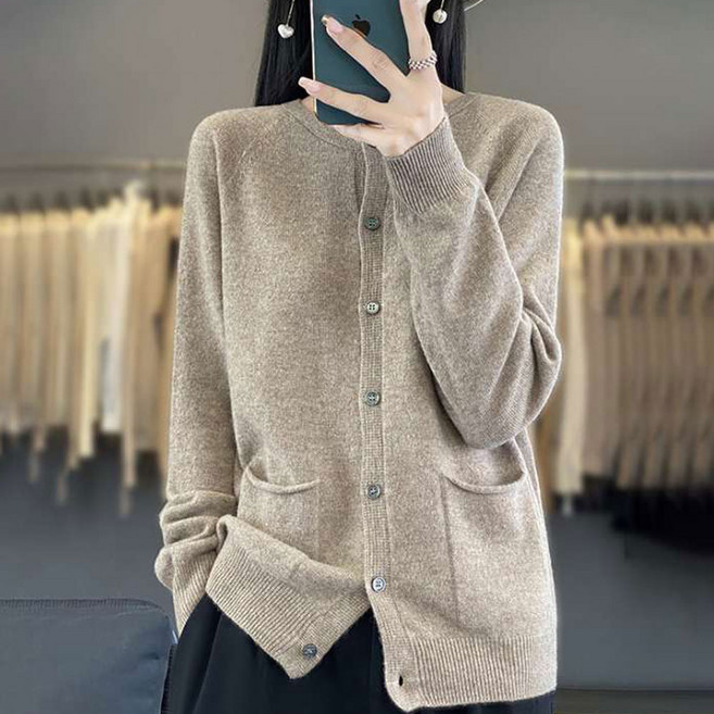 더시럽 여성용 스퀴즈 포켓 소프트 니트 가디건