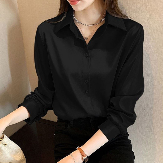 양놀 여성용 브이넥 카라 쉬폰 셔츠 블라우스