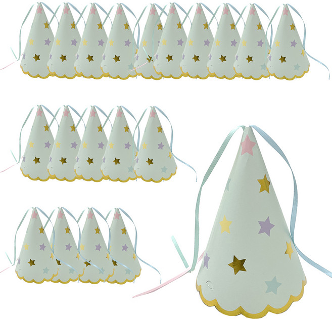 파티쇼 마카롱 파티 고깔 모자 소형, 그린, 20개