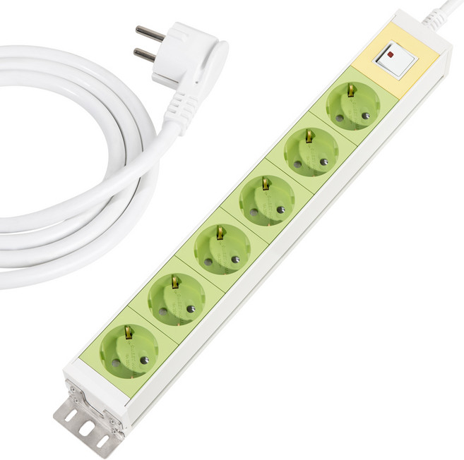 스윗홈 뉴잇 국산 고용량 알루미늄 컬러 과부하차단 납작 멀티탭 6구, 프레쉬그린, 1개, 1.5m