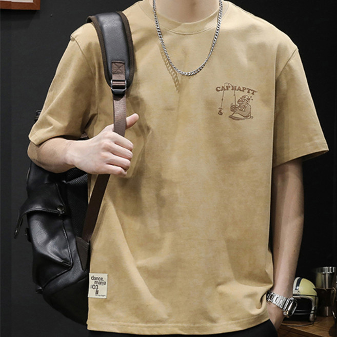 Goodif 男士印花風格重磅圓領短袖T恤