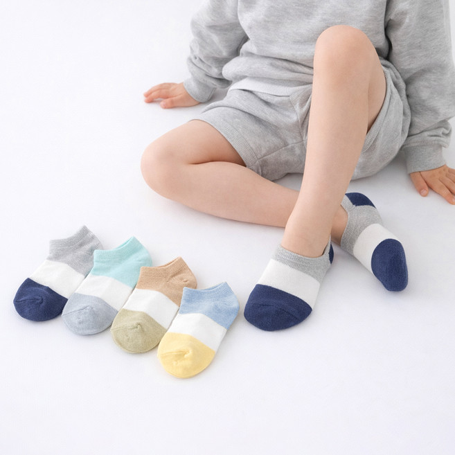 엔젤테디 아동용 미끄럼방지 썸머링 갓성비 스니커즈 양말 5족 세트