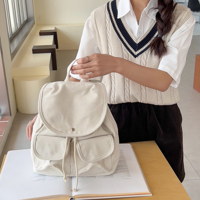 핑크백 여성용 마룬 캔버스 에코 백팩