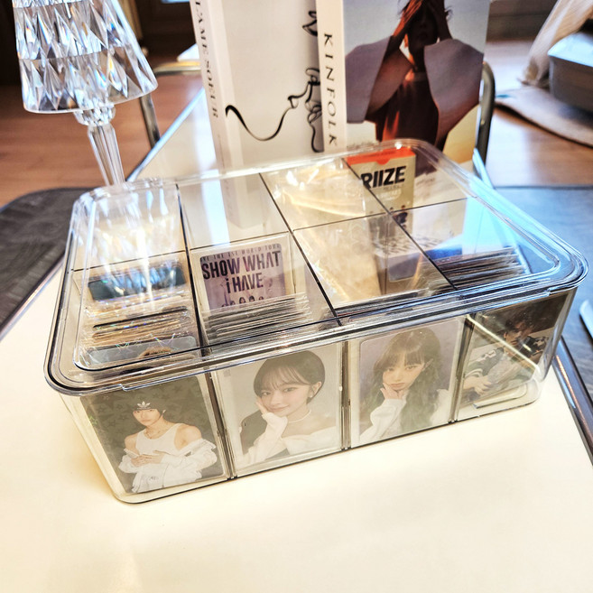 硬卡套壓克力透明收納 8格款 小卡 手帳裝飾 小物 整理盒, 單一顏色, 1個