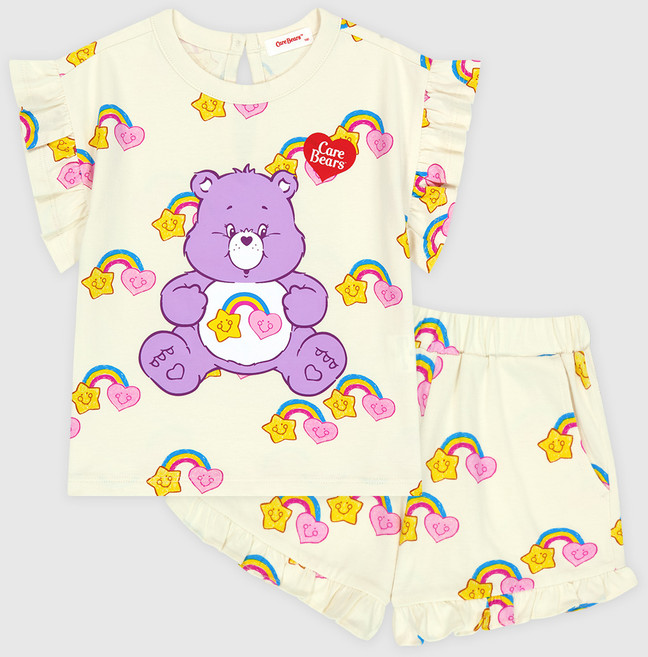 Care Bears 女童透氣摳摳熊夏季荷葉邊上下衣套裝