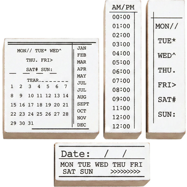 모던앳 일정 계획 다이어리 스탬프 4종 세트 타임, 1세트