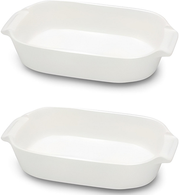 LimeOlive 長方形烤箱用焗烤盤, 2件, 白色