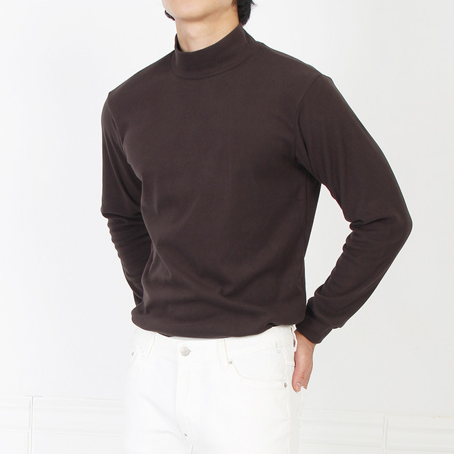 마인플로우 남성용 기모 반목폴라 하프넥 골프 티셔츠 WS461