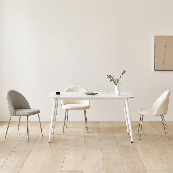 룸앤홈 세라믹 사각 식탁 1400 방문설치, 블랑 마블(상판), 화이트(다리), 4인용