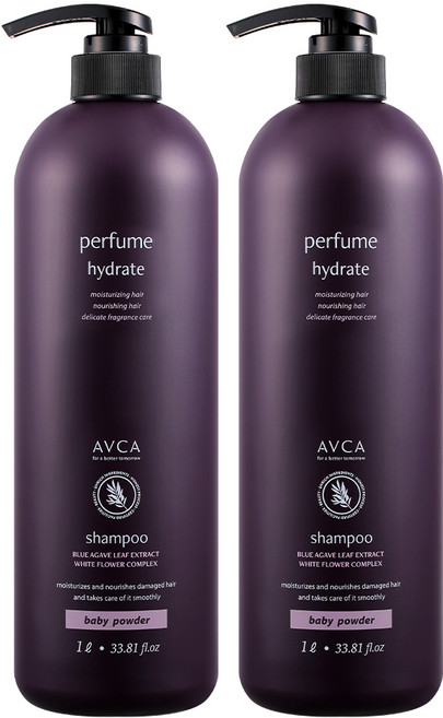 아브카 퍼퓸 샴푸 베이비파우더향, 1L, 2개