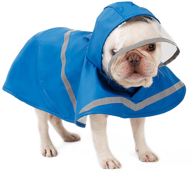 포시럽 반려동물 방수 레인 코트, 블루, 1개