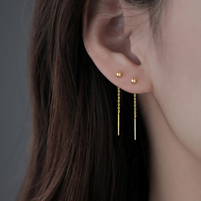 젤루나 여성용 전체써지컬 볼 체인 귀걸이 P-40